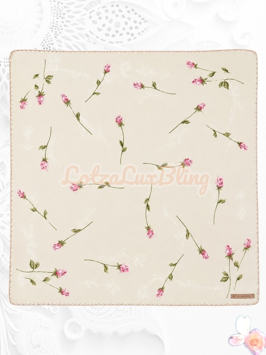 Burberry Accessories - Vintage Burberry Rose Floral Neck Scarf Cotton Head Scarf 22x22 Cottagecore